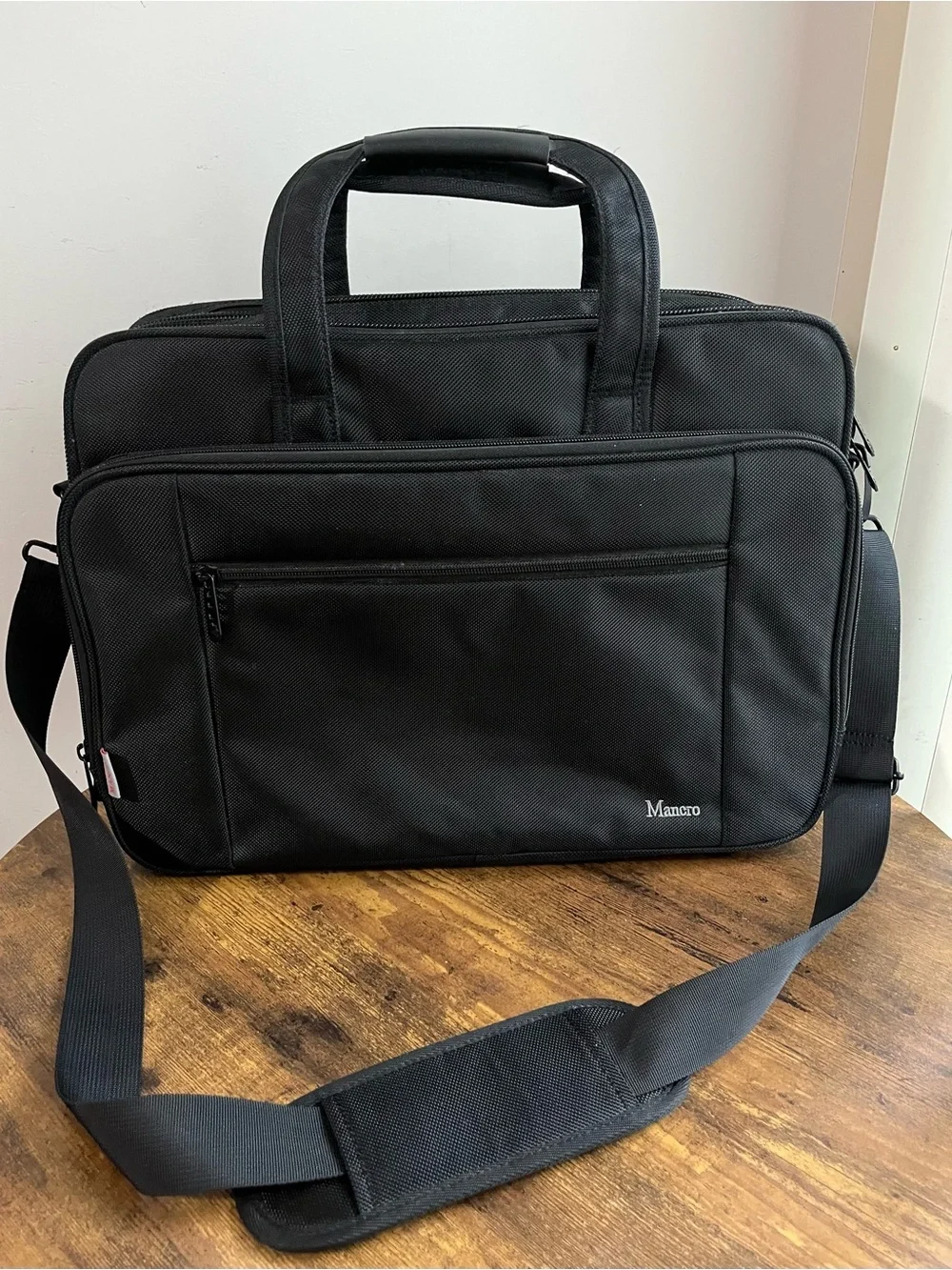 Mancro Black Laptop Briefcase Messenger Bag Multi Compartment